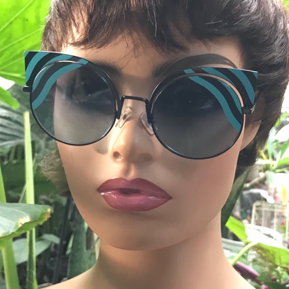 Accessories - FENDI Safilo Turquoise Cat Eye Sunglasses